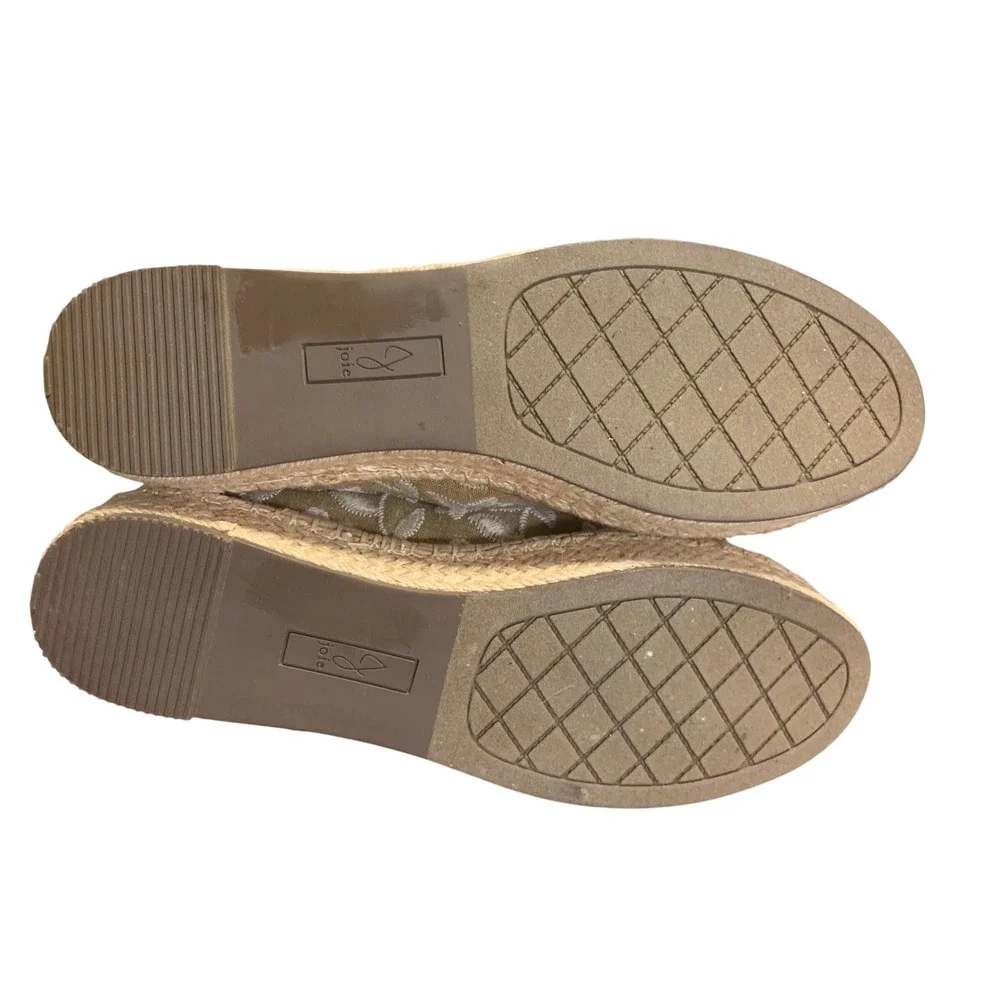 Joie Cara-B Floral Embroidered Espadrille Loafers Tan‎ White Slip On Flats 8M